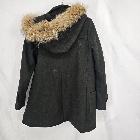 TRINA TURK WOMEN’S SIZE 6 OLIVE GREEN WOOL PEACOAT LEATHER TRIMMED ACCENTS - Picture 6 of 8